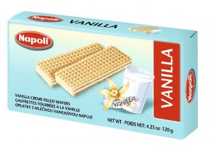 Vanilla flavoured cream filled wafers